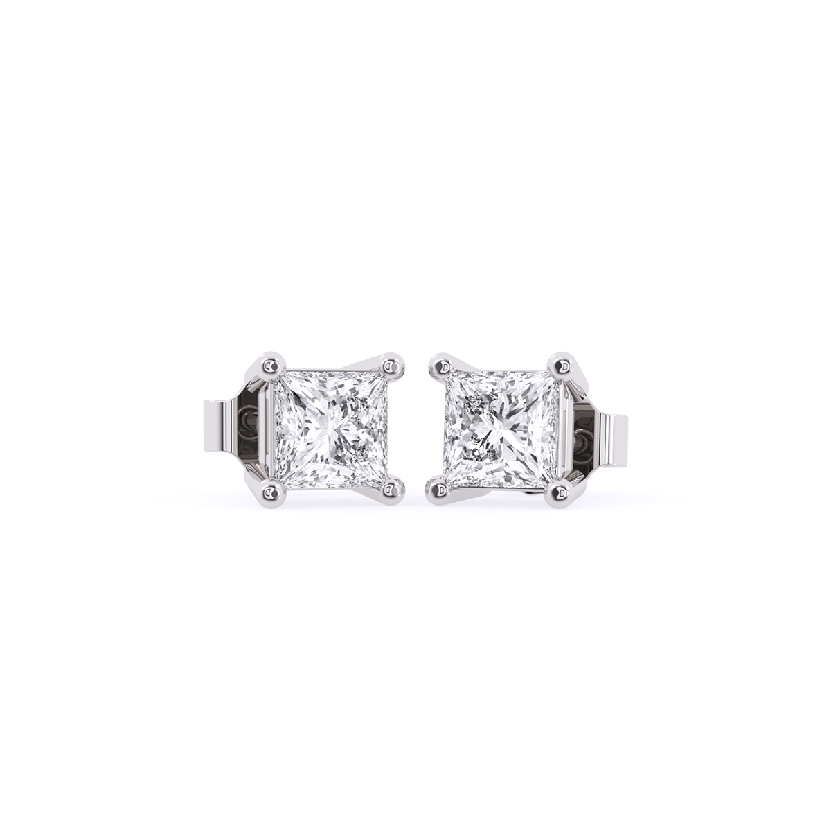 Unique Princess Diamond Solitaire Earrings